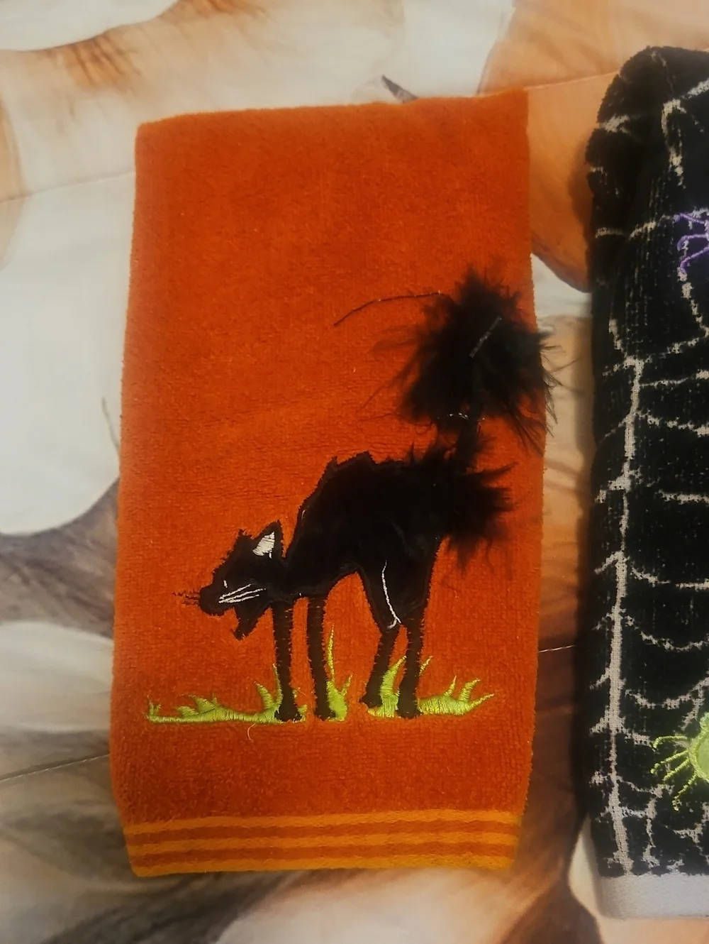 Hallowern Towels Kitchen Rust  & BLACK Celebrate Together 100% Cotton